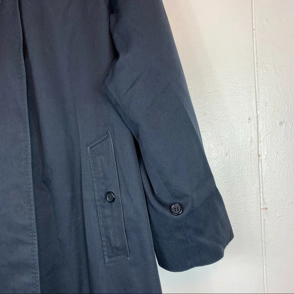 Burberry London Trench Coat Blue Navy Check Plaid Button Front Women's Size 6 - Picture 3 of 16